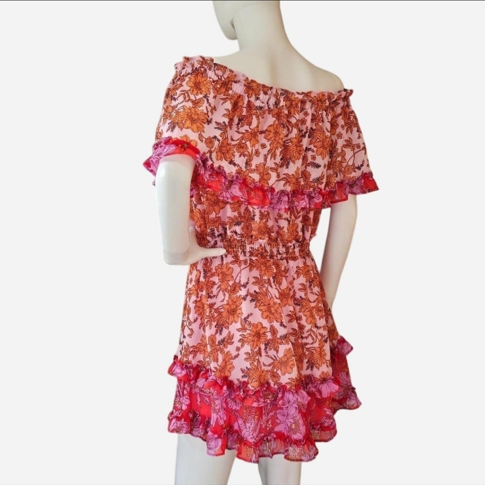 JESSICA SIMPSON size M Amelia Ruffle Floral Off-Shoulder mini dress - Picture 6 of 10